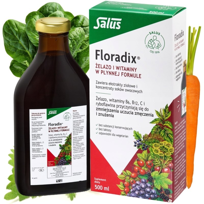 Floradix Żelazo i Witaminy Tonik 500ml